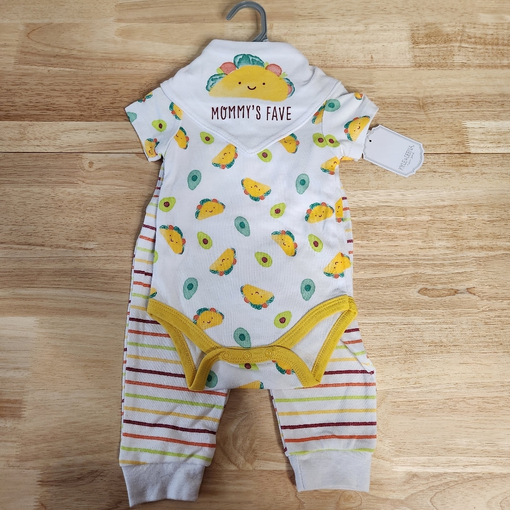 Taco Baby Outfit - 3 piece set, Size 6-9 Months